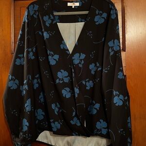 Parker Black and Blue Floral Blouse